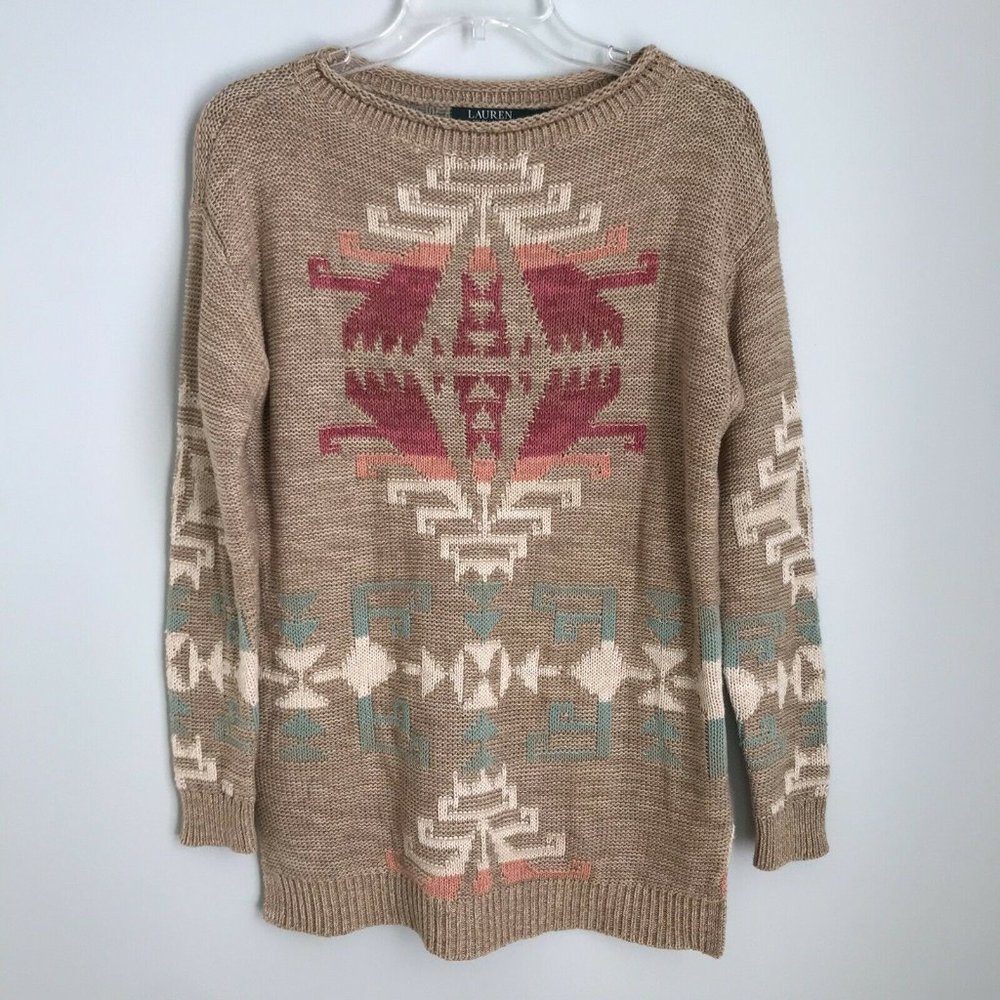 Lauren Ralph Lauren Beige Southwestern Sweater